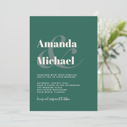 Eenvoudige Blauwgroen groene moderne minimalistisc Kaart (Staand voorkant)