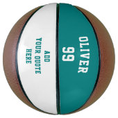 Eenvoudige Blauwgroen groene naamnummerofferte Basketbal (Verticaal)