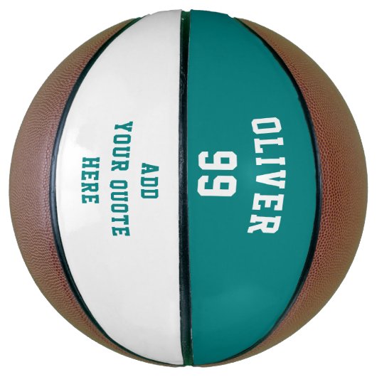 Eenvoudige Blauwgroen groene naamnummerofferte Basketbal (Verticaal)