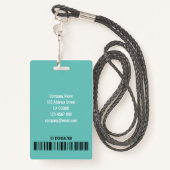 Eenvoudige Blauwgroen Groene Sjabloon van de Code  Badge (Achterkant met draagriem)