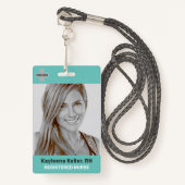 Eenvoudige Blauwgroen Groene Sjabloon van de Code  Badge (Voorkant met draagriem)