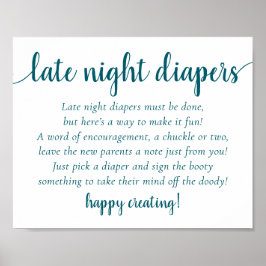 Eenvoudige Blauwgroen late night luiers | blauwgro Poster
