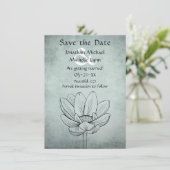 Eenvoudige Blauwgroen Lotus Flower Dusty Blue Wedd Save The Date (Staand voorkant)
