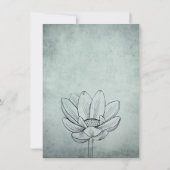 Eenvoudige Blauwgroen Lotus Flower Dusty Blue Wedd Save The Date (Achterkant)