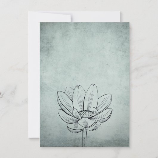 Eenvoudige Blauwgroen Lotus Flower Dusty Blue Wedd Save The Date (Achterkant)