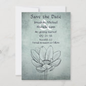 Eenvoudige Blauwgroen Lotus Flower Dusty Blue Wedd Save The Date (Voorkant)