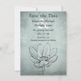 Eenvoudige Blauwgroen Lotus Flower Dusty Blue Wedd Save The Date
