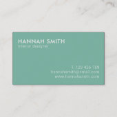 Eenvoudige Blauwgroen, moderne minimalistische Visitekaartje (Achterkant)