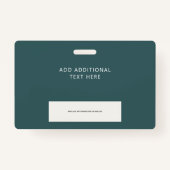 Eenvoudige Blauwgroen streepjescode Logo foto-ID W Badge (Achterkant)