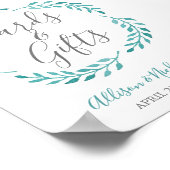 Eenvoudige Blauwgroen Waterverf Botanische Kaarten Poster (Hoek)