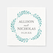 Eenvoudige Blauwgroen Waterverf Botanische wijnsto Servet (Voorkant)