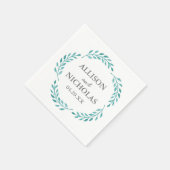 Eenvoudige Blauwgroen Waterverf Botanische wijnsto Servet (Hoek)