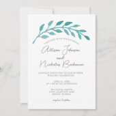 Eenvoudige Blauwgroen Waterverf Botanische zegenbr Kaart (Voorkant)