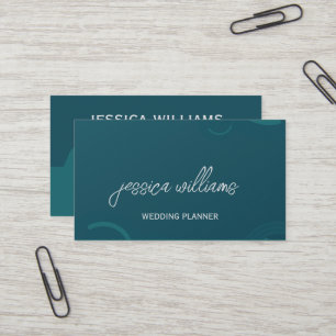 Eenvoudige Blauwgroen Wedding Planner Visitekaartje