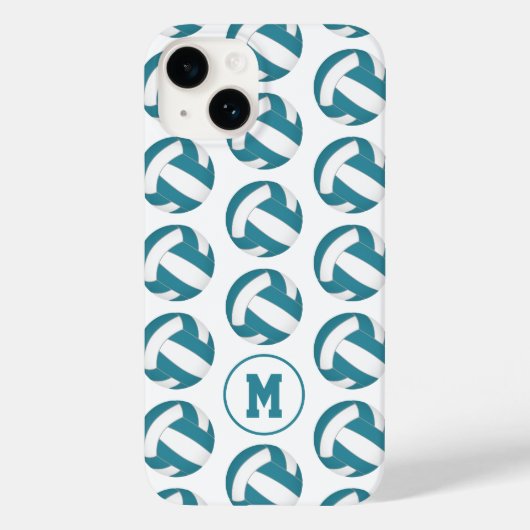 Eenvoudige blauwgroen witte volleyballen meisjes m Case-Mate iPhone case (Achterkant)
