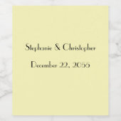 Eenvoudige Bleek geel en zwart bruiloft gunst Wijn Etiket (Enkel label)