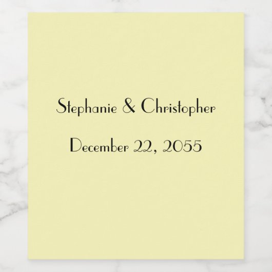 Eenvoudige Bleek geel en zwart bruiloft gunst Wijn Etiket (Enkel label)