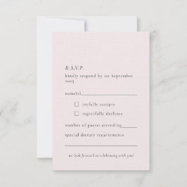 Eenvoudige Bleke Blush Delicate Soft Pink Minimal RSVP Kaartje