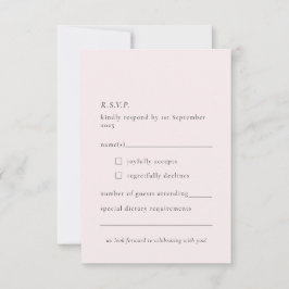 Eenvoudige Bleke Blush Delicate Soft Pink Minimal RSVP Kaartje