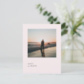 Eenvoudige Bleke Blush Romantische Zachte Gesluier Save The Date (Staand voorkant)