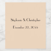 Eenvoudige Bleke perzik en zwart bruiloft gunst Wijn Etiket (Enkel label)