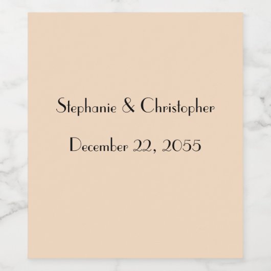 Eenvoudige Bleke perzik en zwart bruiloft gunst Wijn Etiket (Enkel label)