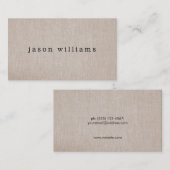 Eenvoudige blik in Tan Beige Linen Visitekaartje (Voorkant / Achterkant)