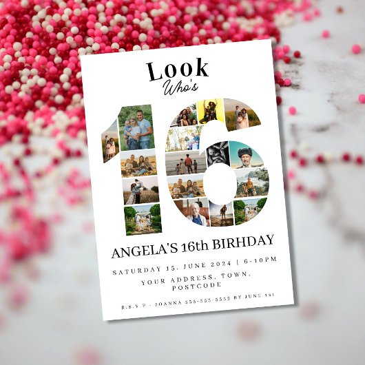 eenvoudige blik wie is 16 Foto Collage tiener verj Kaart