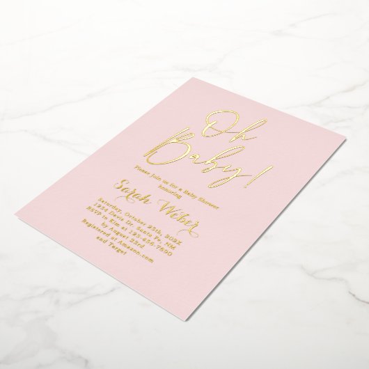 Eenvoudige blinde roze echte Folie uitnodiging (Gedraaid)