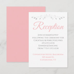 Eenvoudige blinde roze zilveren rand bruiloft-ontv informatiekaartje