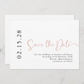 Eenvoudige blindenroze kalligrafie lettertype save the date (Voorkant / Achterkant)