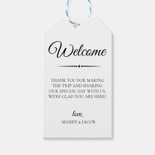 Eenvoudige bloei bruiloft welkomsttas cadeaulabel (Voorkant)