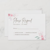 Eenvoudige bloem elegante bruiloft RSVP kaartje (Voorkant / Achterkant)