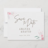 Eenvoudige bloem elegante bruiloft Save the date (Voorkant)