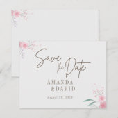 Eenvoudige bloem elegante bruiloft Save the date (Voorkant / Achterkant)