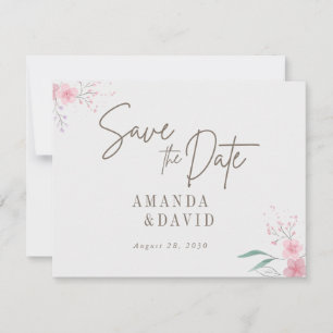 Eenvoudige bloem elegante bruiloft Save the date
