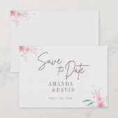 Eenvoudige bloem elegante bruiloft Save the date (Voorkant / Achterkant)