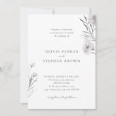 Eenvoudige bloem. Grijs Wit Mooie bruiloft Kaart (Voorkant)