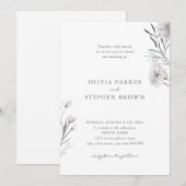 Eenvoudige bloem. Grijs Wit Mooie bruiloft Kaart (Voorkant / Achterkant)