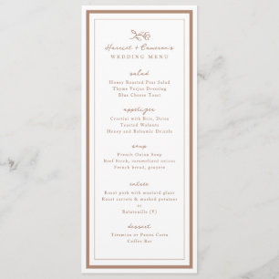 Eenvoudige Bloem Koperen Huwelijksdiner Menu