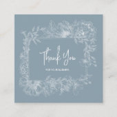Eenvoudige Bloem Lijst Dusty Blue QR Code Dank u Vierkante Visitekaartje (Voorkant)