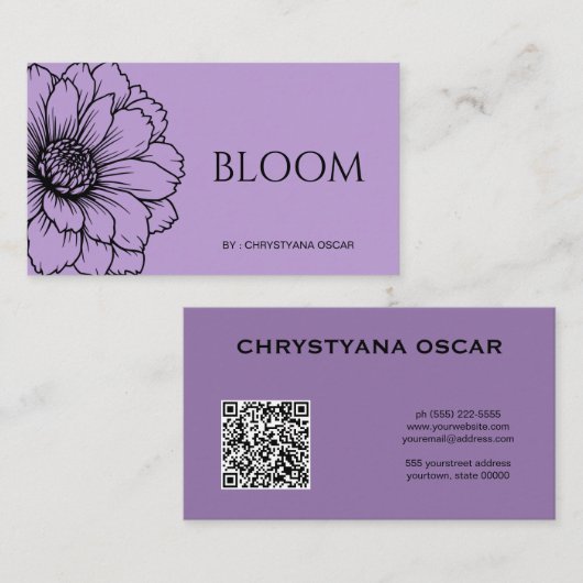 Eenvoudige Bloem Lila Bloei Visitekaartje (Voorkant / Achterkant)