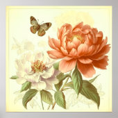  EENVOUDIGE BLOEM MET VLINDER POSTER (Voorkant)