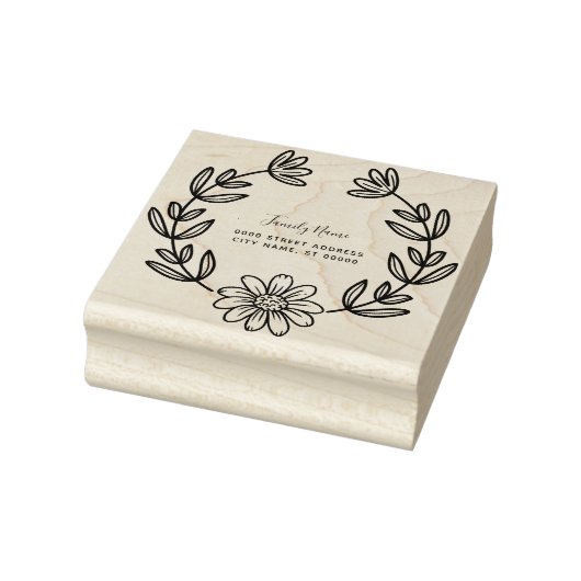 Eenvoudige Bloem Retour Adres Rubber Stamp Rubberstempel (Stempel)
