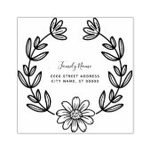 Eenvoudige Bloem Retour Adres Rubber Stamp Rubberstempel (Afrduk)