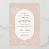 Eenvoudige bloem Roze Goud Witte Doop Folie Folie Uitnodiging (Achterkant)
