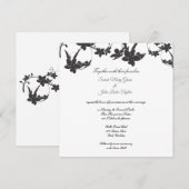 Eenvoudige bloem silhouet bruiloft uitnodiging|Vie Kaart (Voorkant / Achterkant)