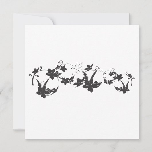 Eenvoudige bloem silhouet bruiloft uitnodiging|Vie Kaart (Achterkant)