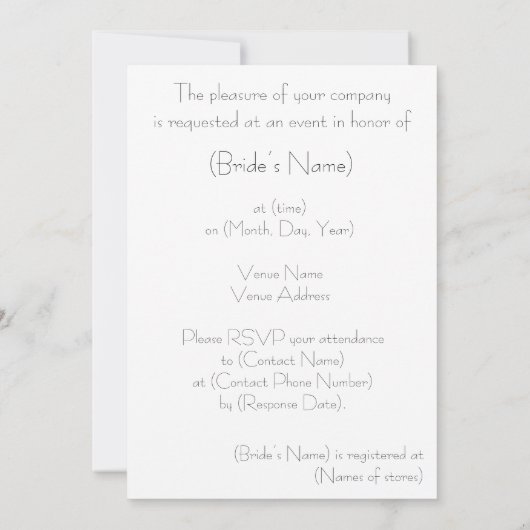 Eenvoudige bloem Uitnodiging voor de douche in Bri (Achterkant)