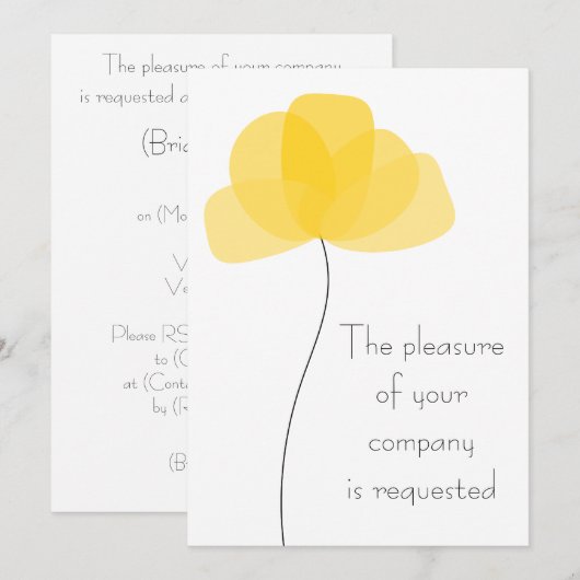 Eenvoudige bloem Uitnodiging voor de douche in Bri (Voorkant / Achterkant)